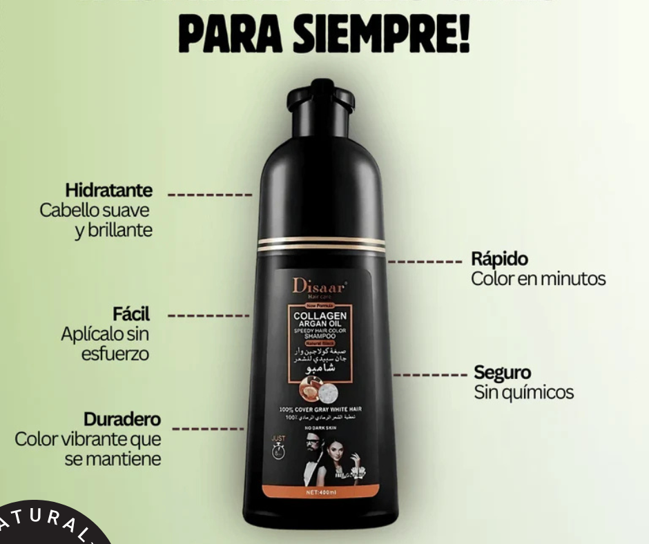 SHAMPOO TINTE CUBRE CANAS DISAAR-100% NATURAL Y ORIGINAL